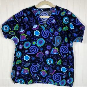 Corduroy homemade scrub top paisley design